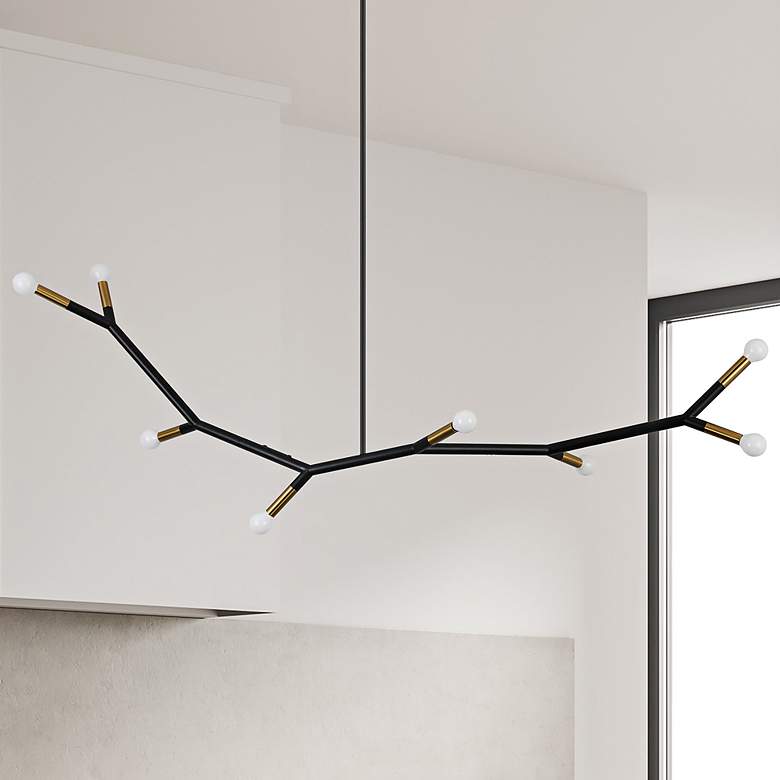 Image 1 Morgan 59.75" Wide 8 Light Horizontal Matte Black and Aged Brass Penda