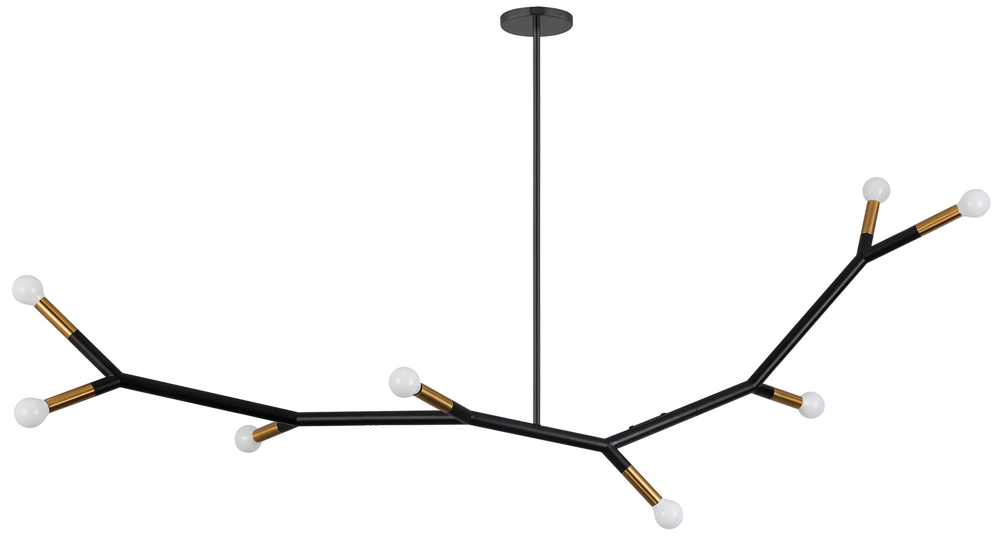 Image 2 Morgan 59.75" Wide 8 Light Horizontal Matte Black and Aged Brass Pendant