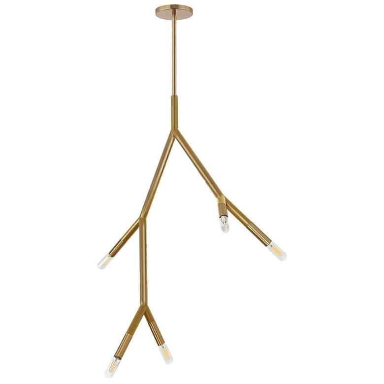 Image 1 Morgan 7.75" Wide 5 Light Aged Brass Pendant