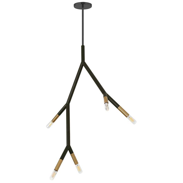 Image 1 Morgan 7.75 inch Wide 5 Light Matte Black and Aged Brass Pendant