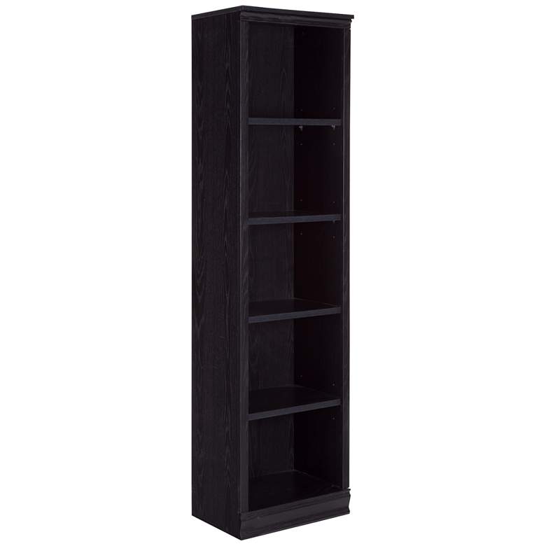 Image 1 Morgan Black Oak Narrow 5-Shelf Bookcase