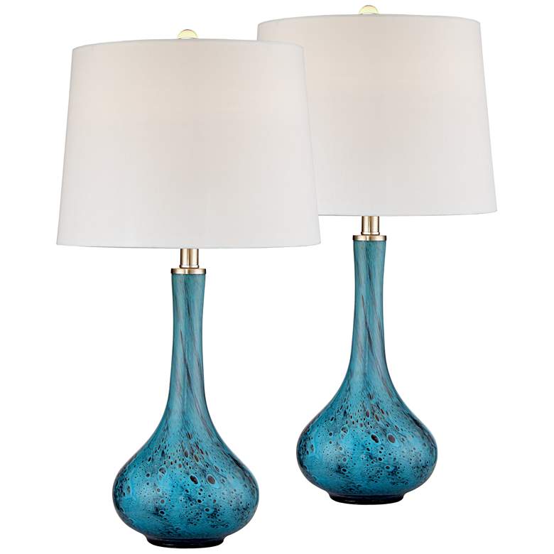 Image 1 Morgan Blue Art Glass Table Lamp Set of 2