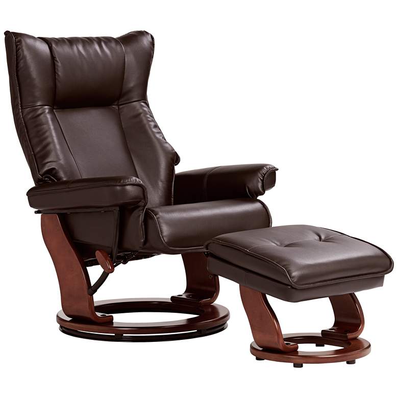 Image 2 Morgan Java Faux Leather Ottoman and Swiveling Recliner