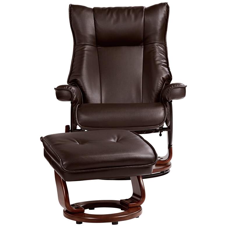 Image 7 Morgan Java Faux Leather Ottoman and Swiveling Recliner more views