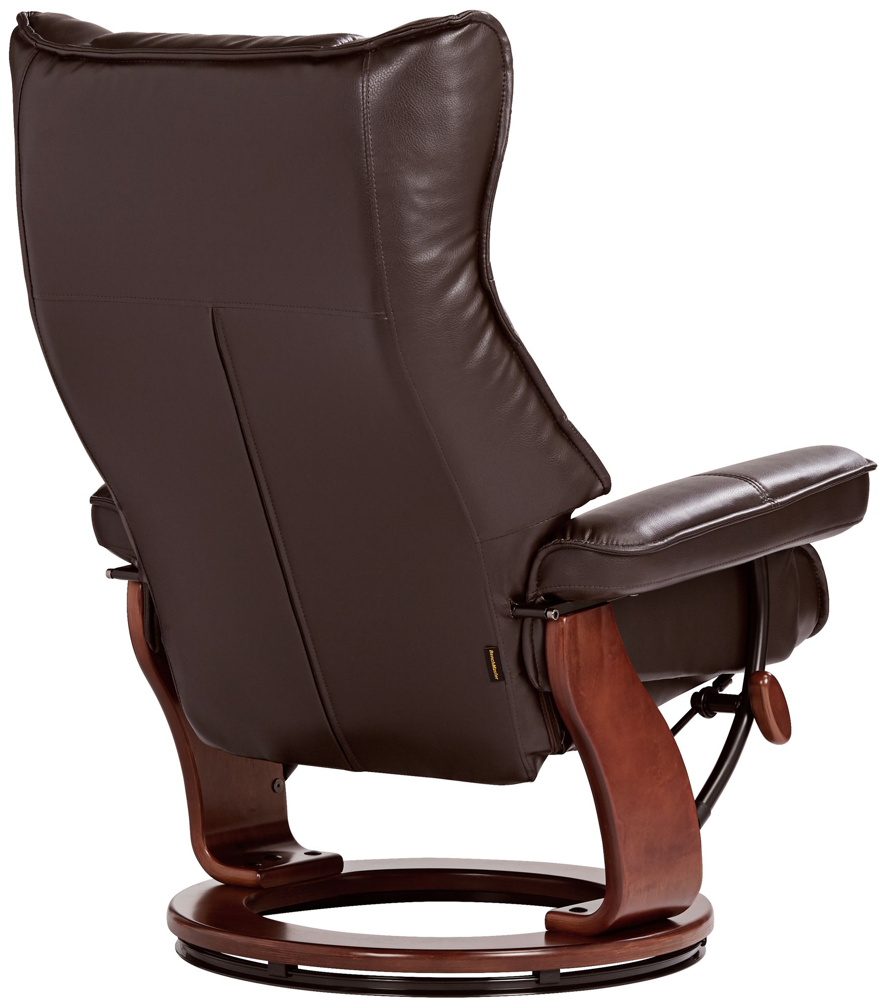 benchmaster morgan java faux leather ottoman and swiveling recliner