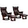 Morgan Java Faux Leather Swivel Recliners and Ottomans Set of 2