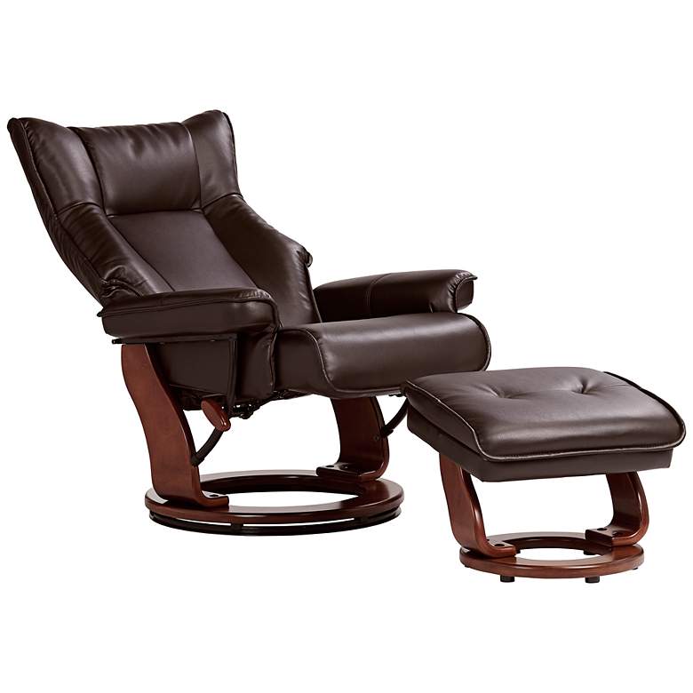 Image 4 Morgan Java Faux Leather Swivel Recliners and Ottomans Set of 2 more views