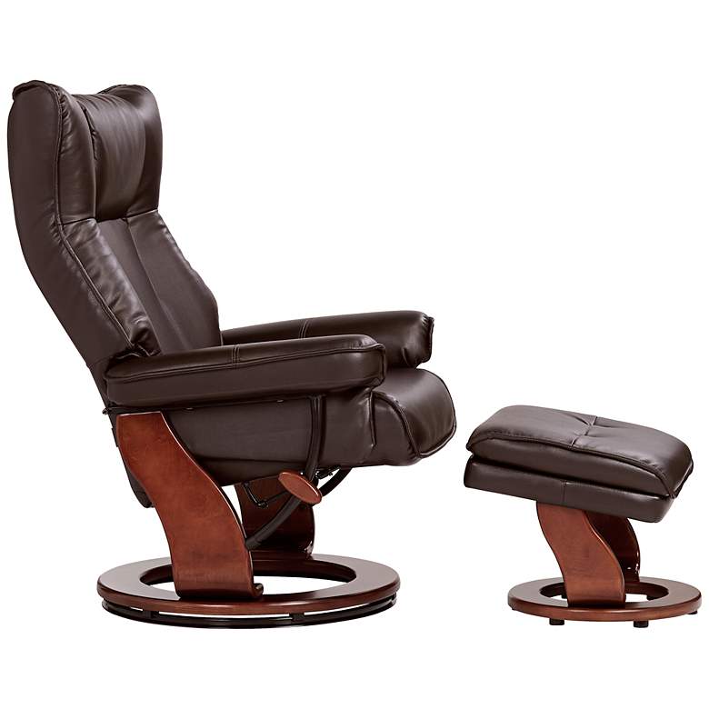 Image 5 Morgan Java Faux Leather Swivel Recliners and Ottomans Set of 2 more views