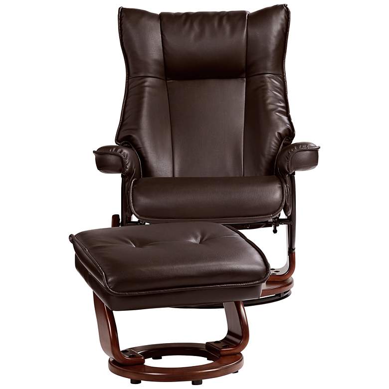 Image 6 Morgan Java Faux Leather Swivel Recliners and Ottomans Set of 2 more views