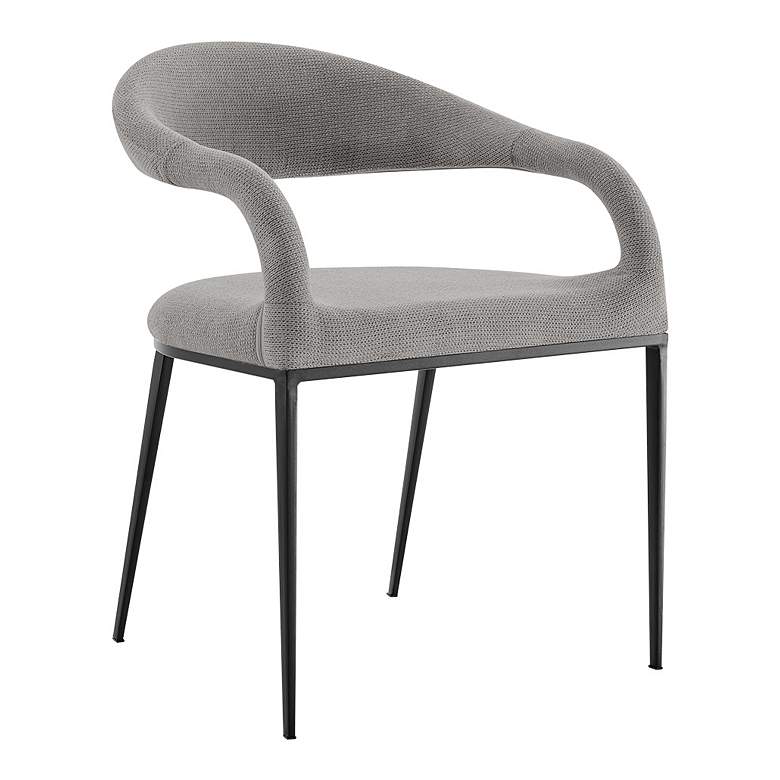 Image 1 Morgan Set of 2 Dining Chair with Matte Black Iron and Light Gray Fabric
