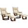 Morgan Stucco Faux Leather Swivel Recliners and Ottomans Set of 2