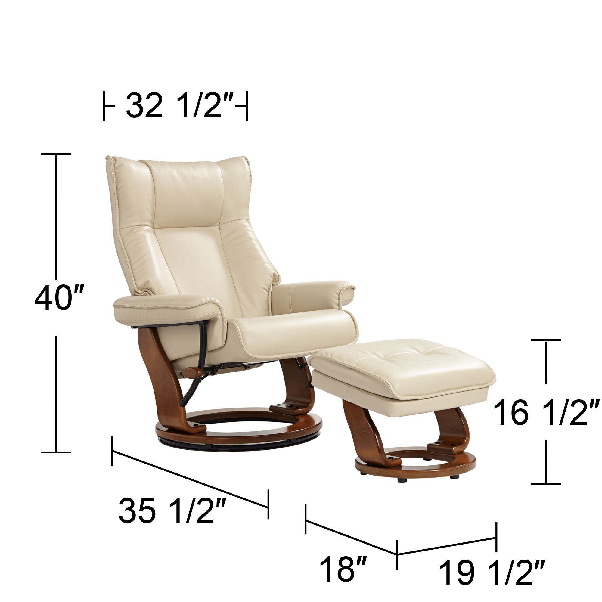 Morgan Stucco Faux Leather Swivel Recliners and Ottomans Set of 2