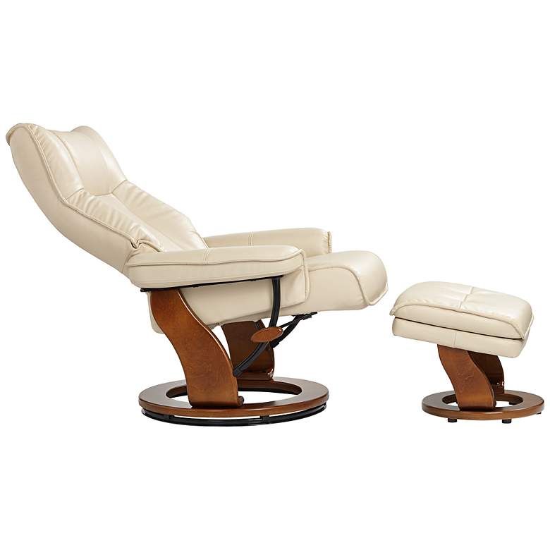Image 4 Morgan Stucco Faux Leather Swivel Recliners and Ottomans Set of 2 more views