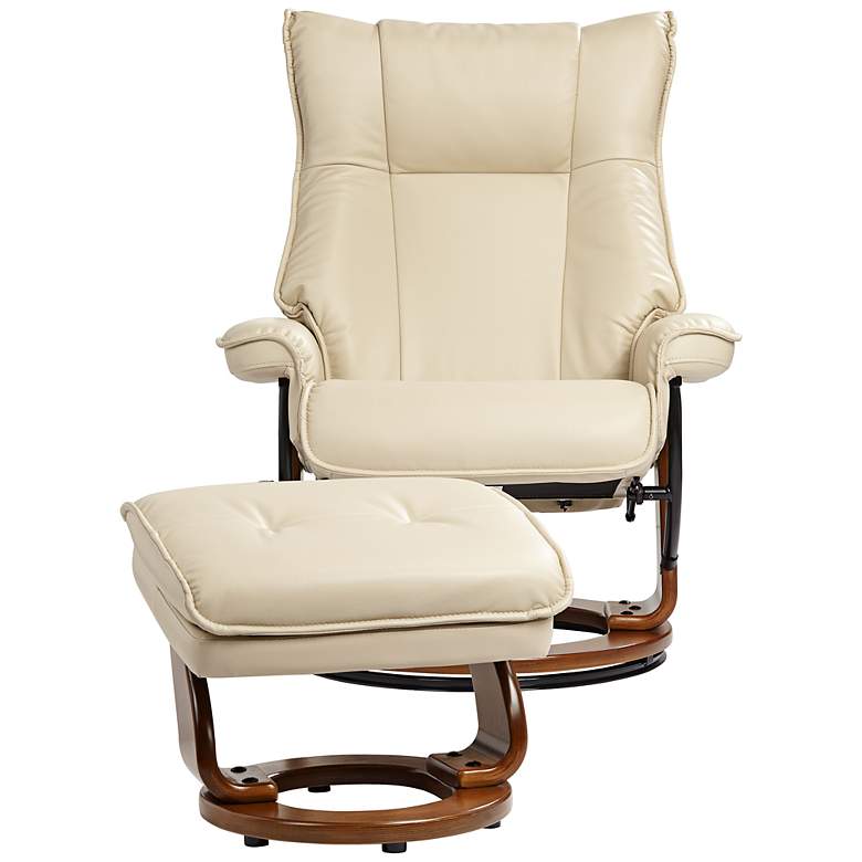 Image 6 Morgan Stucco Faux Leather Swivel Recliners and Ottomans Set of 2 more views