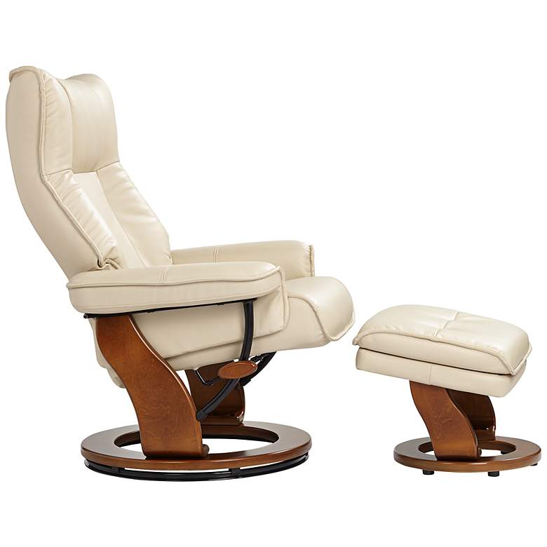Image 7 Morgan Stucco Faux Leather Swivel Recliners and Ottomans Set of 2 more views