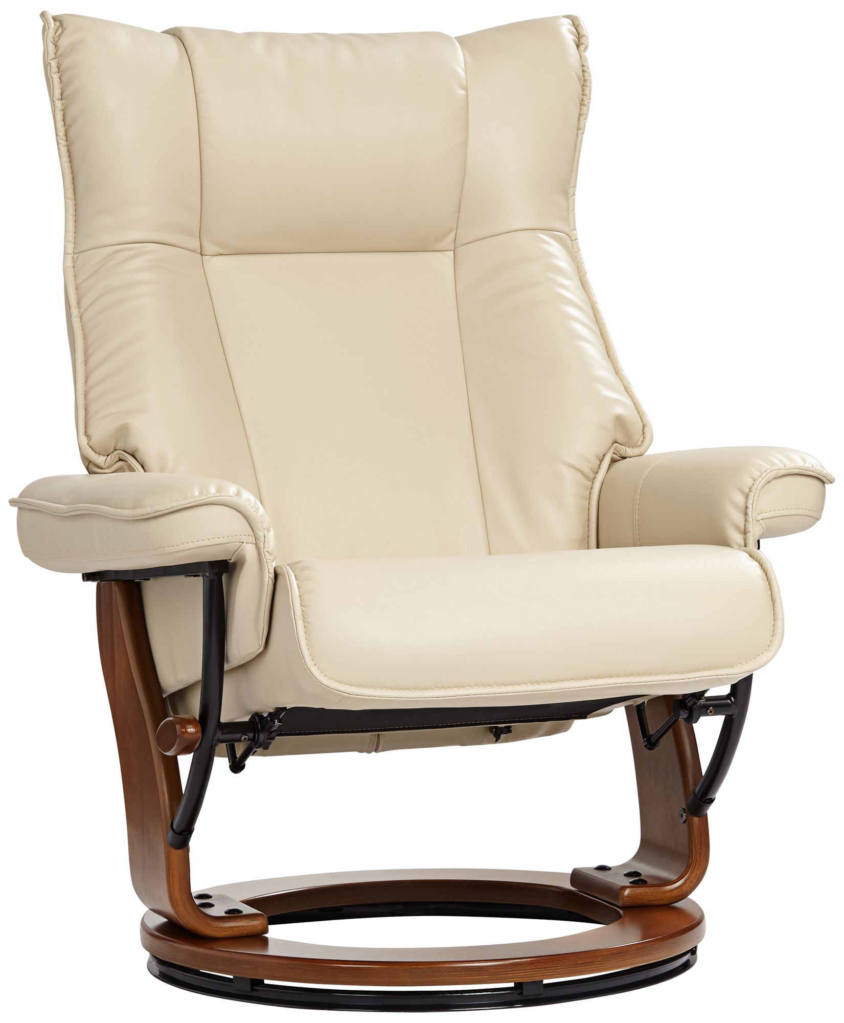 Morgan Stucco Faux Leather Swivel Recliners and Ottomans Set of 2