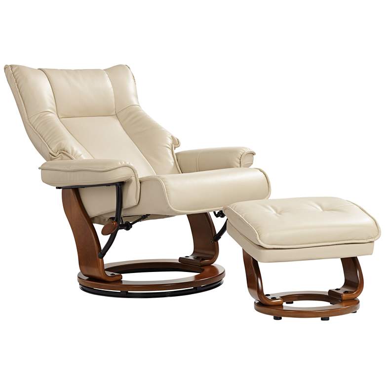 Image 7 Morgan Stucco Faux Leather Swiveling Recliner and Ottoman more views