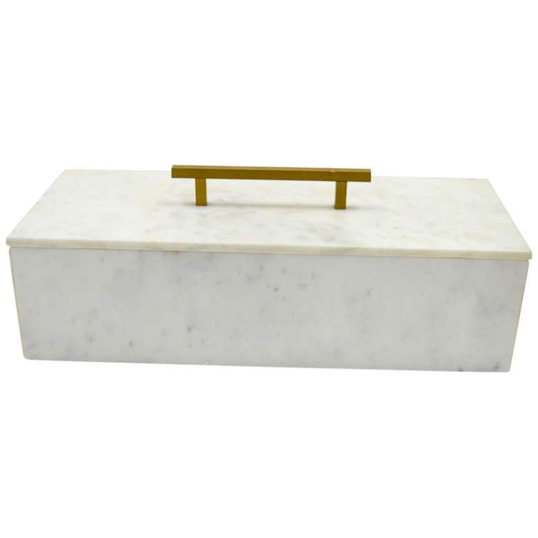 Image 1 Morgan White Marble Decorative Box with Brass Handle