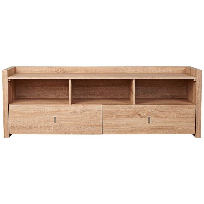 Image 1 Morgana 60" Wide Weathered Sand Wood 2-Drawer TV Stand