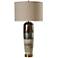 Morganton White, Gray, and Gold Table Lamp with White Hardback Fabric Shade