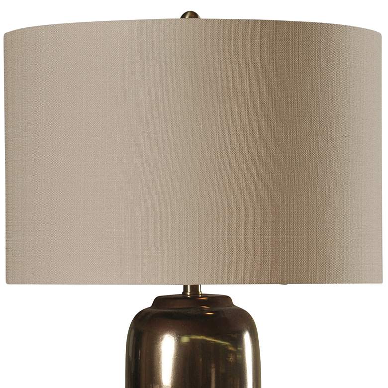 Image 3 Morganton White, Gray, and Gold Table Lamp with White Hardback Fabric Shade more views
