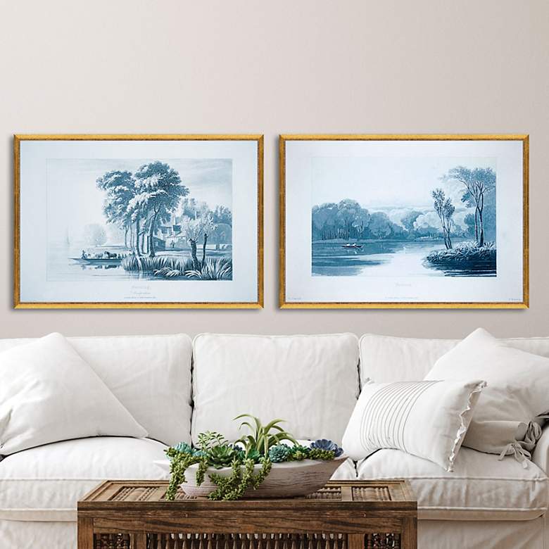 Image 2 Morning & Evening 31"W 2-Piece Framed Giclee Wall Art Set