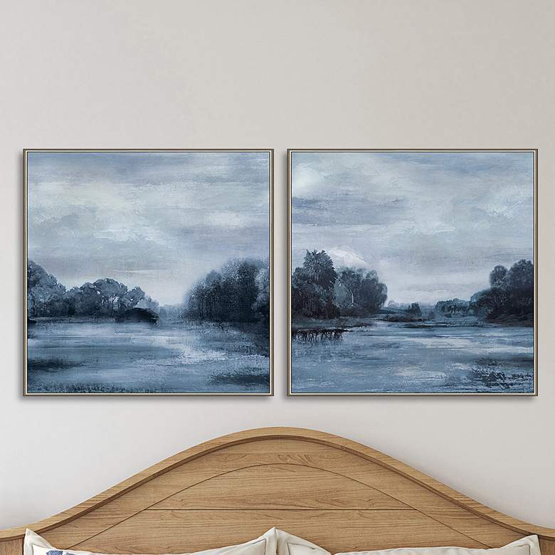 Image 2 Morning Calm 25 inch Square 2-Piece Framed Giclee Wall Art Set