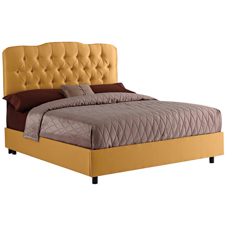 Image 1 Morning Gold Shantung Tufted Bed (Queen)