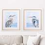 Morning Heron 30" High 2-Piece Framed Wall Art Set in scene