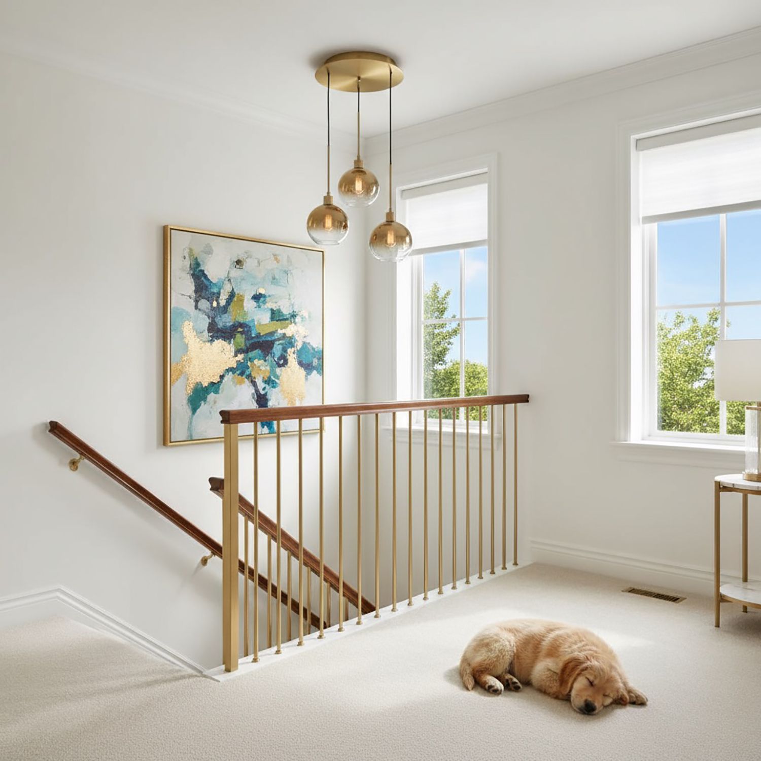 Image 5 Morning Mist 12" Wide 3.Light Gold Pendant more views