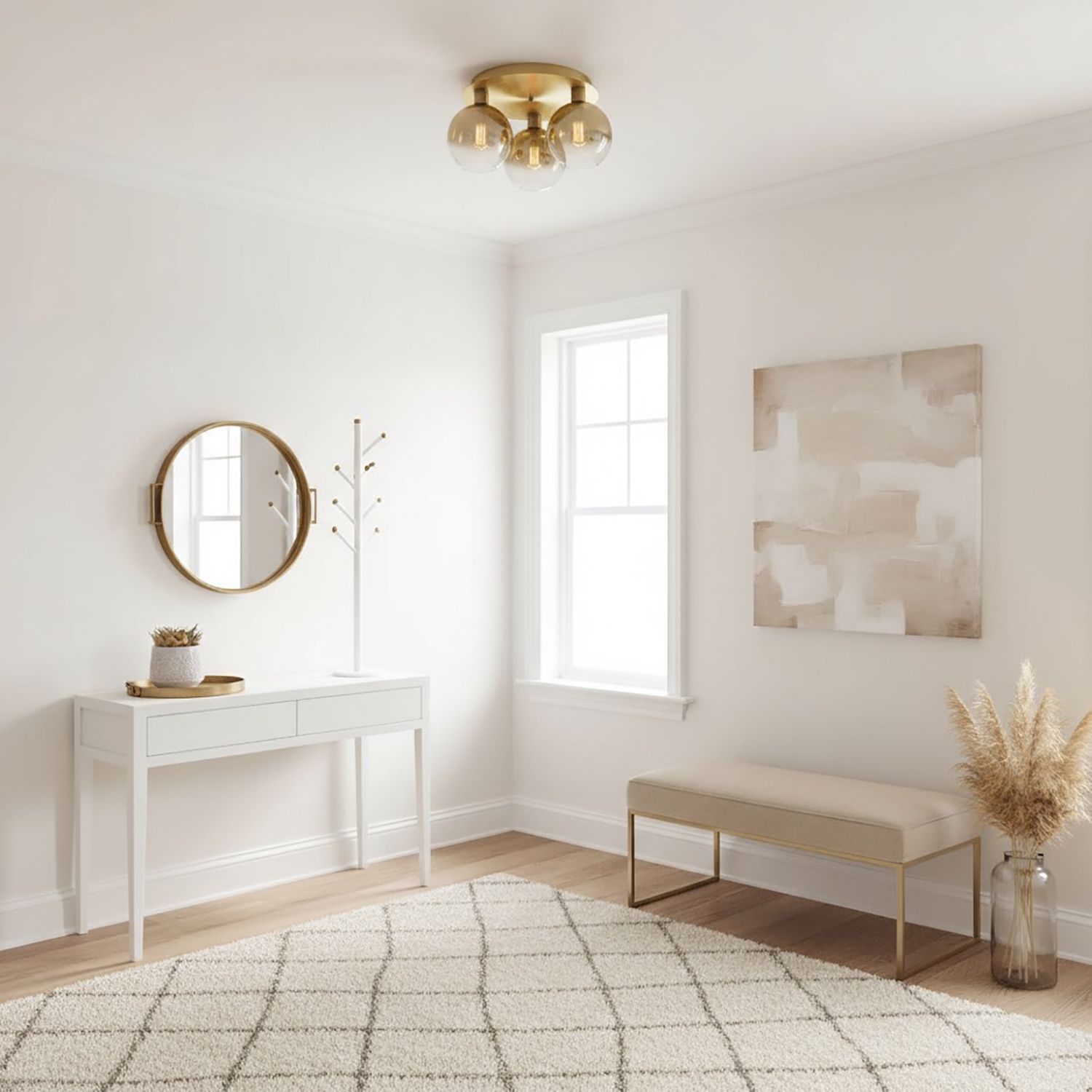 Image 5 Morning Mist 19 3/4" Wide Matte Brass 3-Light Ceiling Light more views