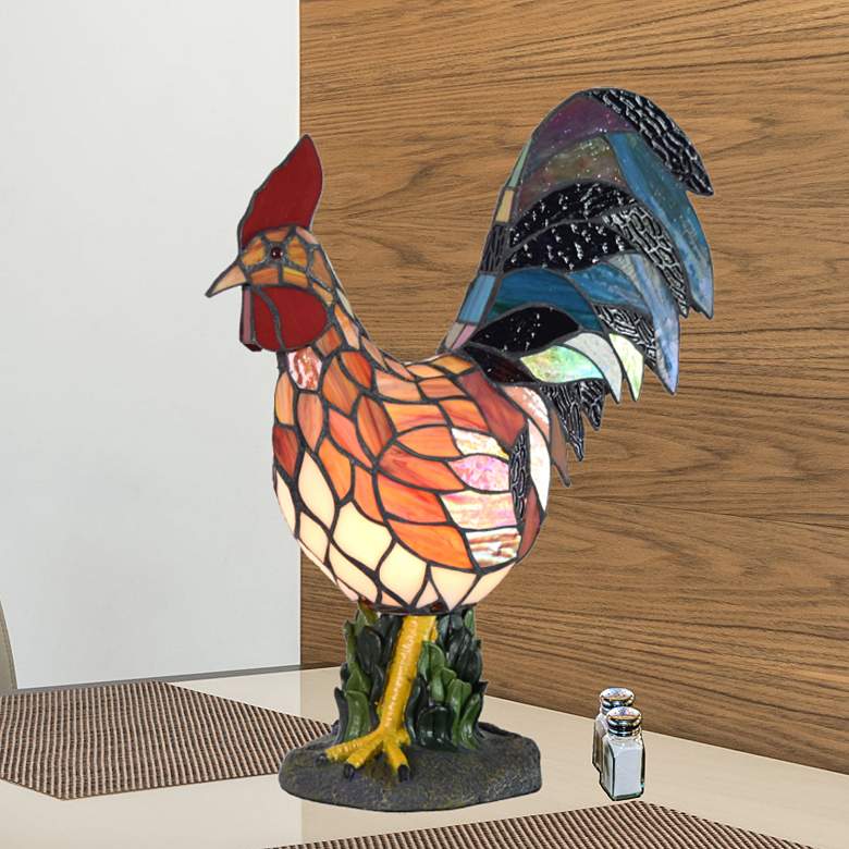 Image 1 Morning Rooster 17 1/2" High Art Glass Accent Table Lamp