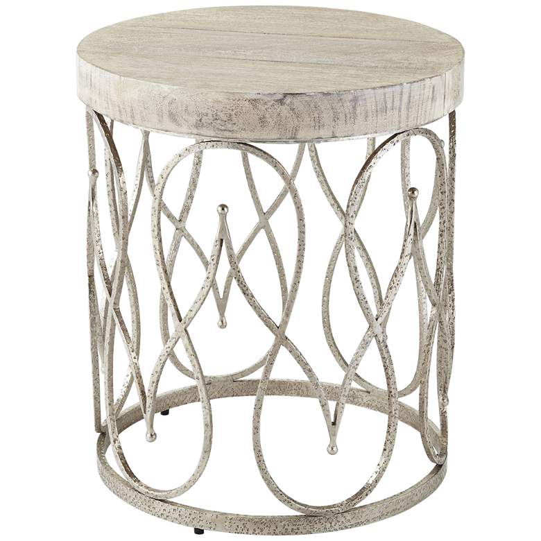 Image 1 Moroccan 17 1/4 inch Wide White-Washed Wood Top Side Table