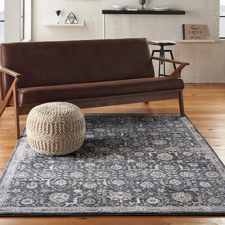 Image 1 Moroccan Celebration 5'3" x 7'3" Navy Bordered Indoor Rug