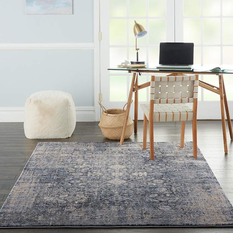 Image 1 Moroccan Celebration 5'3" x 7'3" Slate Floral Indoor Rug
