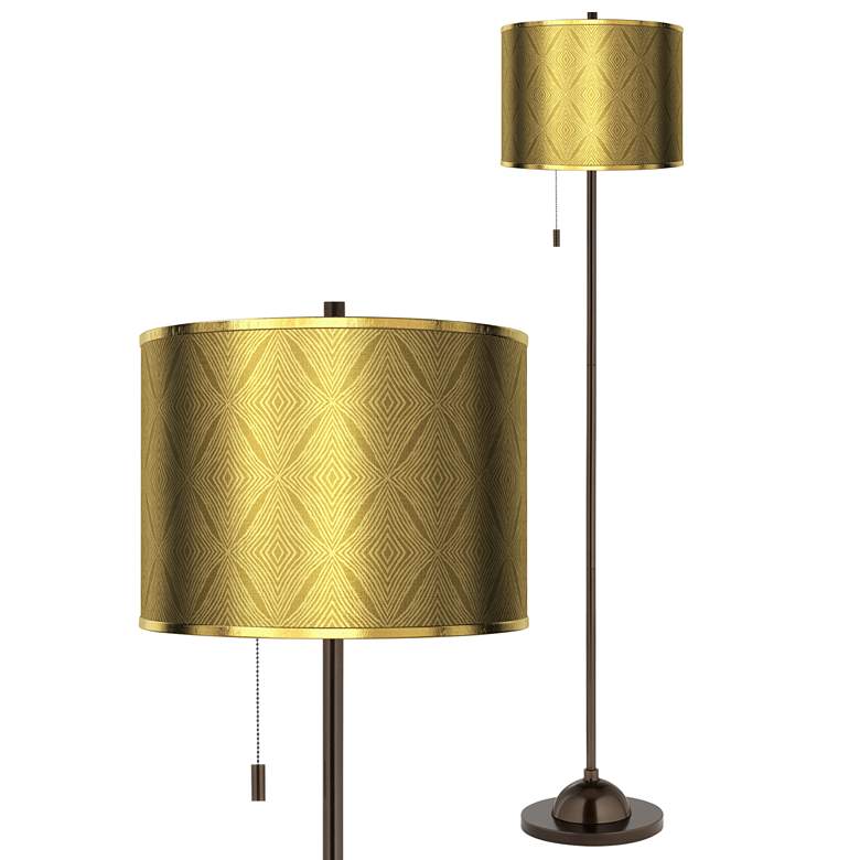 Image 1 Moroccan Diamonds Gold Metallic Giclee Bronze Club Floor Lamp