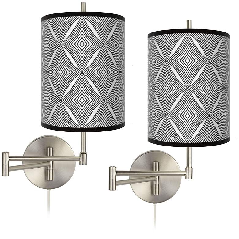 Image 1 Moroccan Diamonds II Tessa Nickel Swing Arm Wall Lamps Set of 2