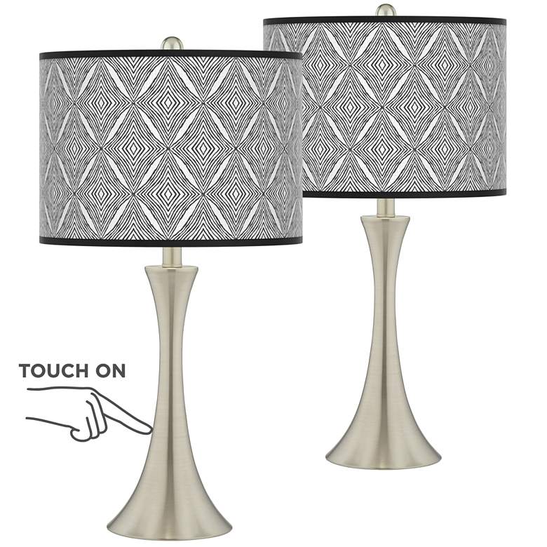 Image 1 Moroccan Diamonds II Trish Nickel Touch Table Lamps Set of 2