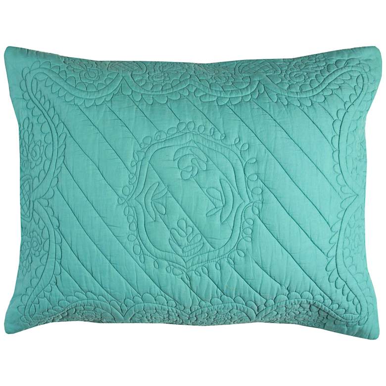 Image 1 Moroccan Fling Aqua Matelasse Quilted King Pillow Sham