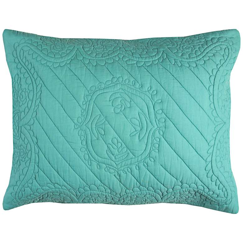 Image 1 Moroccan Fling Aqua Matelasse Quilted Standard Pillow Sham