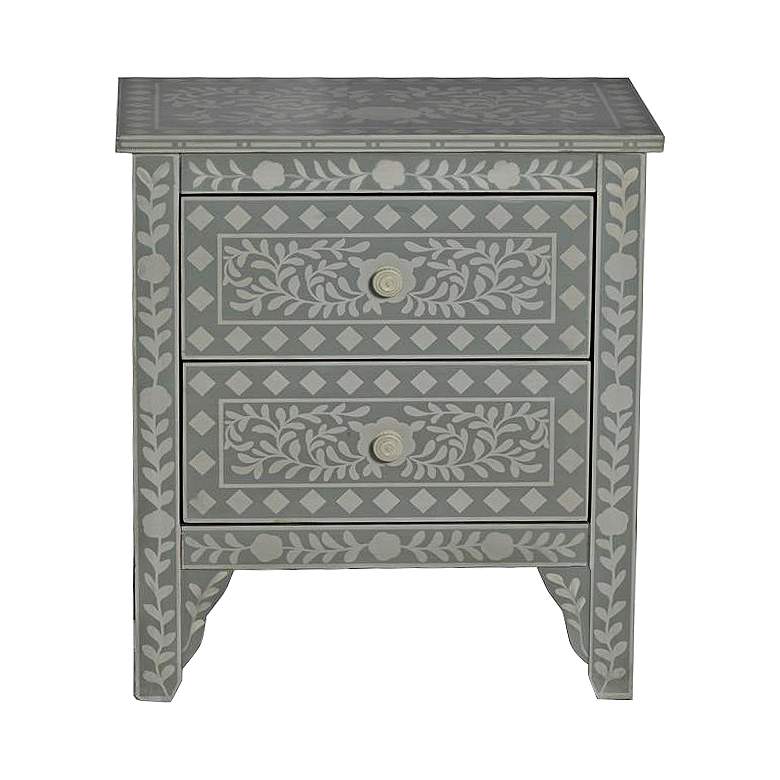 Image 1 Moroccan Floral Two Drawer Gray Accent Table