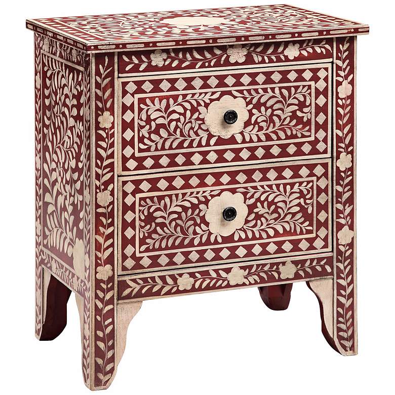 Image 1 Moroccan Floral Two Drawer Red Chest