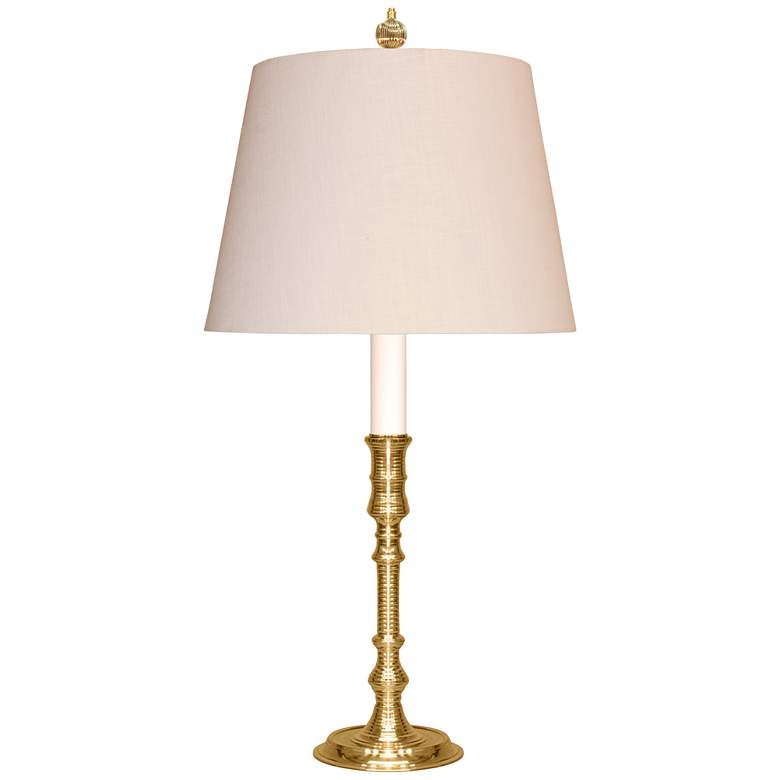 Image 1 Moroccan Polished Brass Table Lamp with Off-White Shade