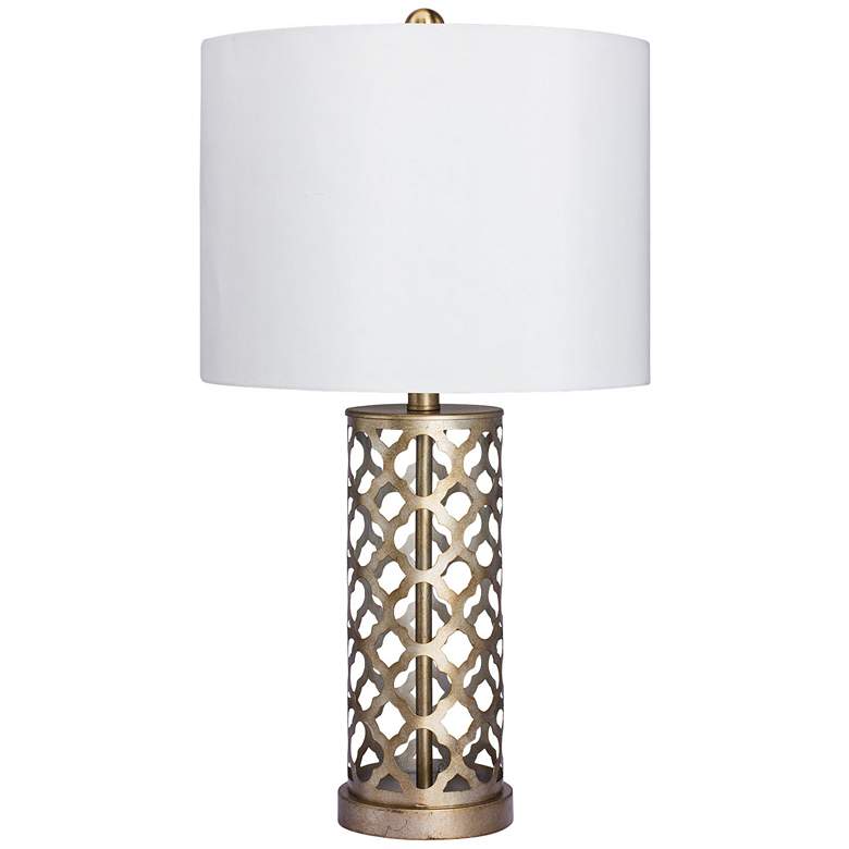 Image 1 Moroccan Weave Muted Gold Metal Table Lamp