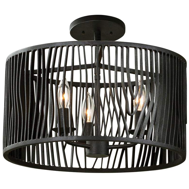 Image 2 Morre 16" Wide Black Iron Convertible Pendant/Ceiling Light