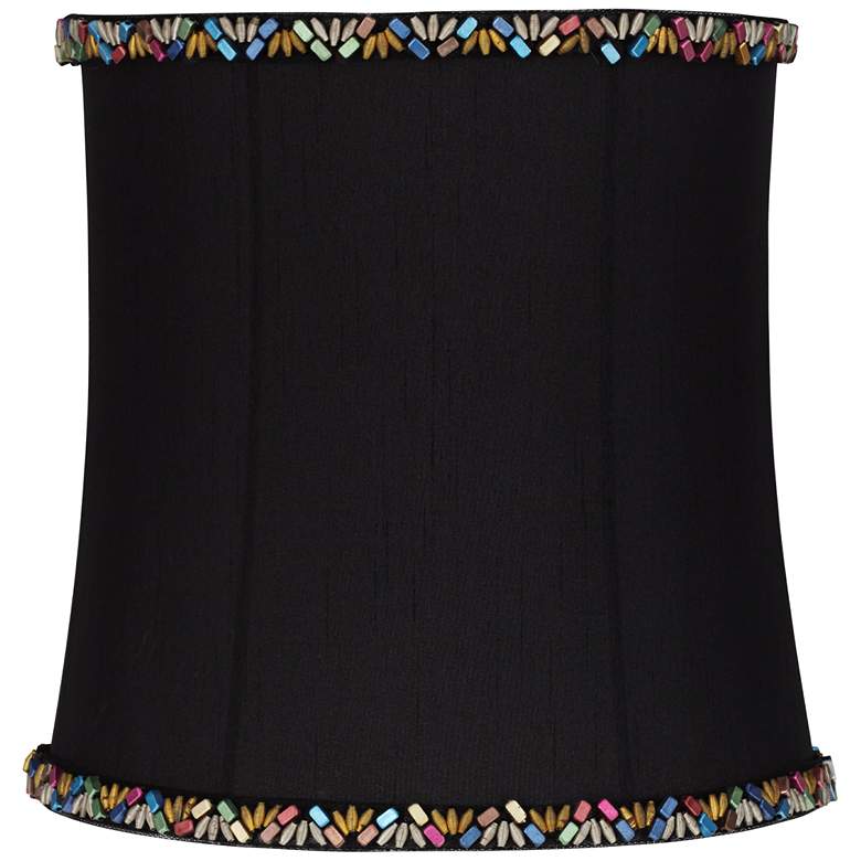Image 1 Morrell Black Bead Trim Drum Lamp Shade 9x10x10 (Spider)