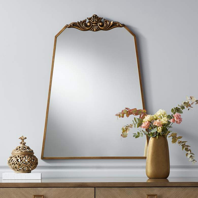 Image 2 Morrey 25 3/4 inch x 34 1/4 inch Crown Top Angled Wall Mirror