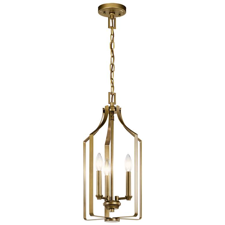 Image 1 Morrigan 10 inch Wide Natural Brass 3-Light Mini Foyer Pendant