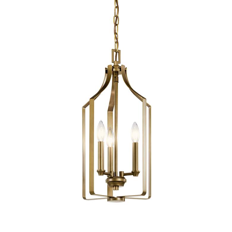 Image 3 Morrigan 10 inch Wide Natural Brass 3-Light Mini Foyer Pendant more views