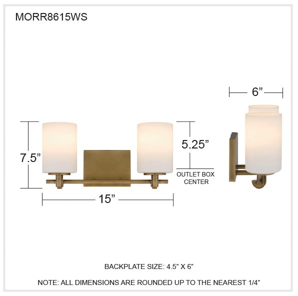 Morris 2-Light Weathered Brass Vanity Light